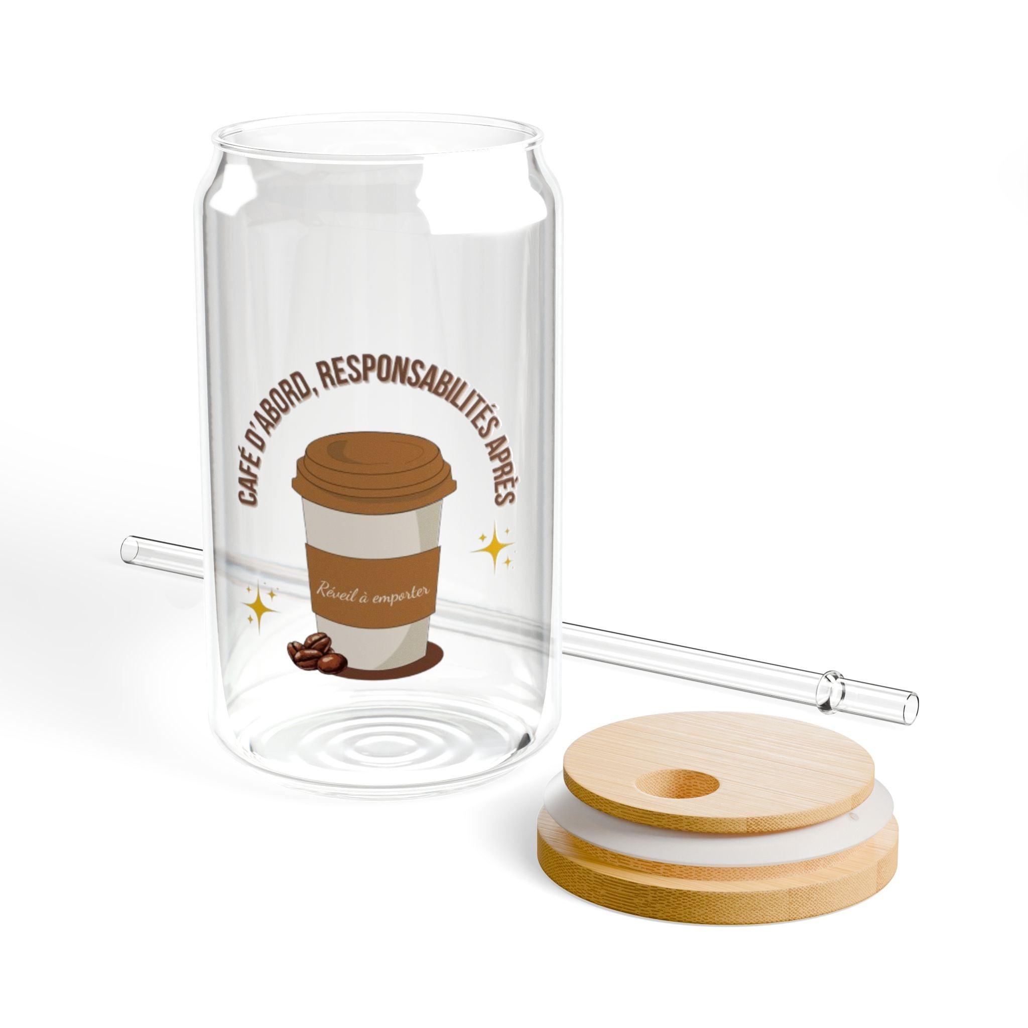 Verre à paille – Café d’abord – création personnalisée MyEcoTote.